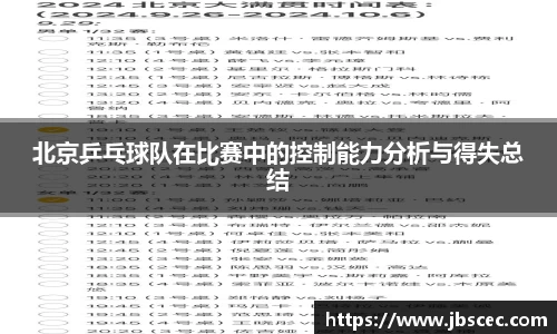 北京乒乓球队在比赛中的控制能力分析与得失总结